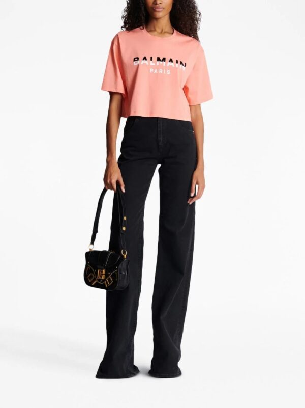 Balmain  flocked-logo cropped T-shirt - Image 2