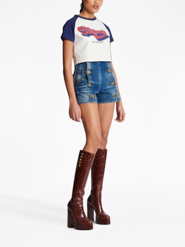 Balmain  logo-print cropped T-shirt - Image 3