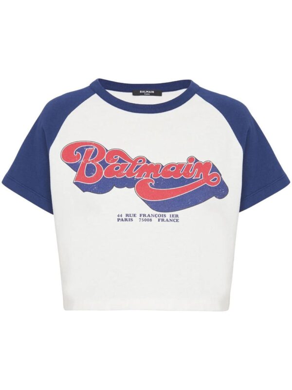Balmain  logo-print cropped T-shirt