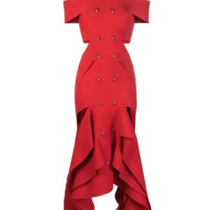 Alexander McQueen ring-detail asymmetric maxi dress