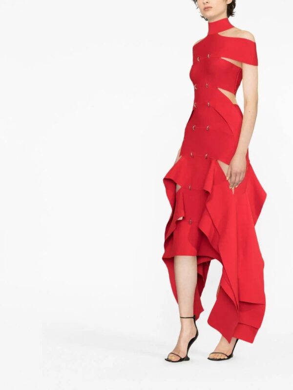 Alexander McQueen  ring-detail asymmetric maxi dress - Image 4