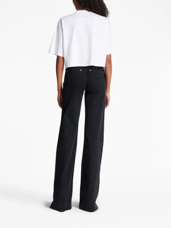 Balmain  flocked-logo cropped organic-cotton T-shirt - Image 4
