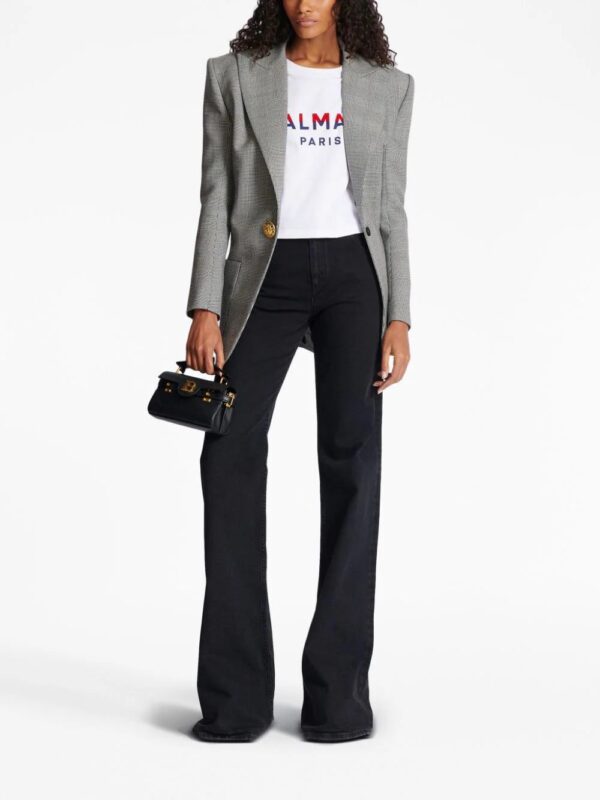 Balmain  flocked-logo cropped organic-cotton T-shirt - Image 2