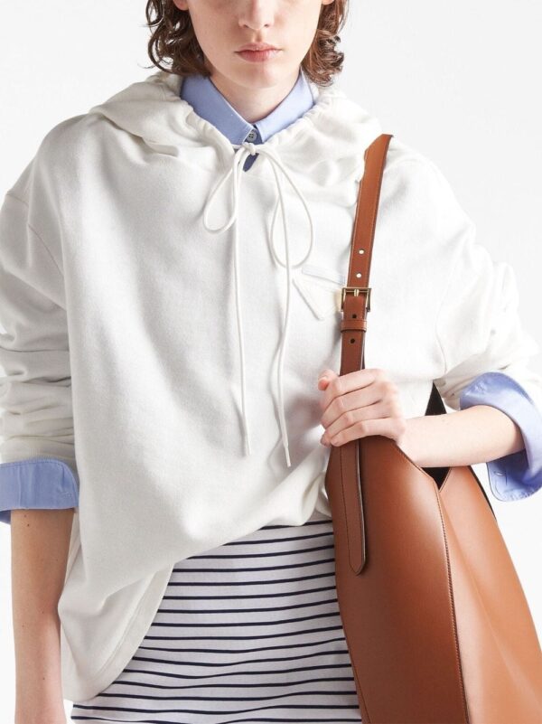 Prada triangle-logo cotton hoodie - Image 4