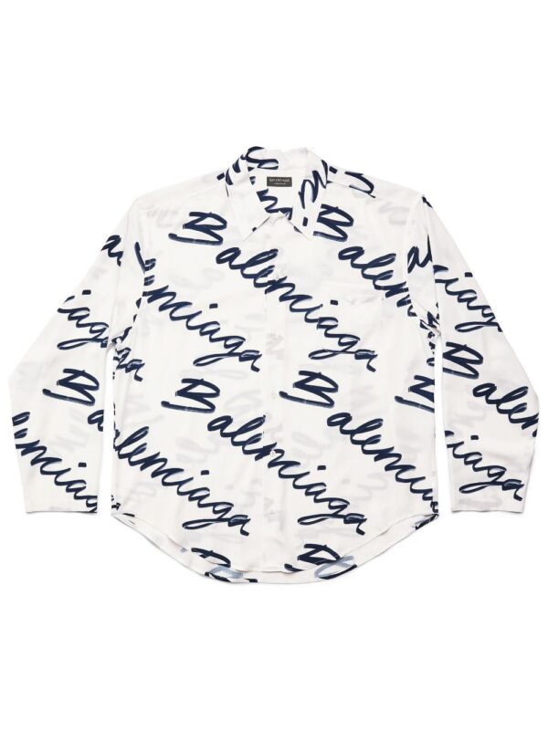 Balenciaga  logo-print silk shirt