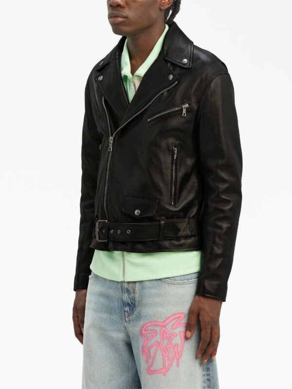 Palm Angels  logo-print biker leather jacket - Image 3