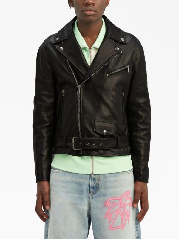 Palm Angels  logo-print biker leather jacket - Image 2