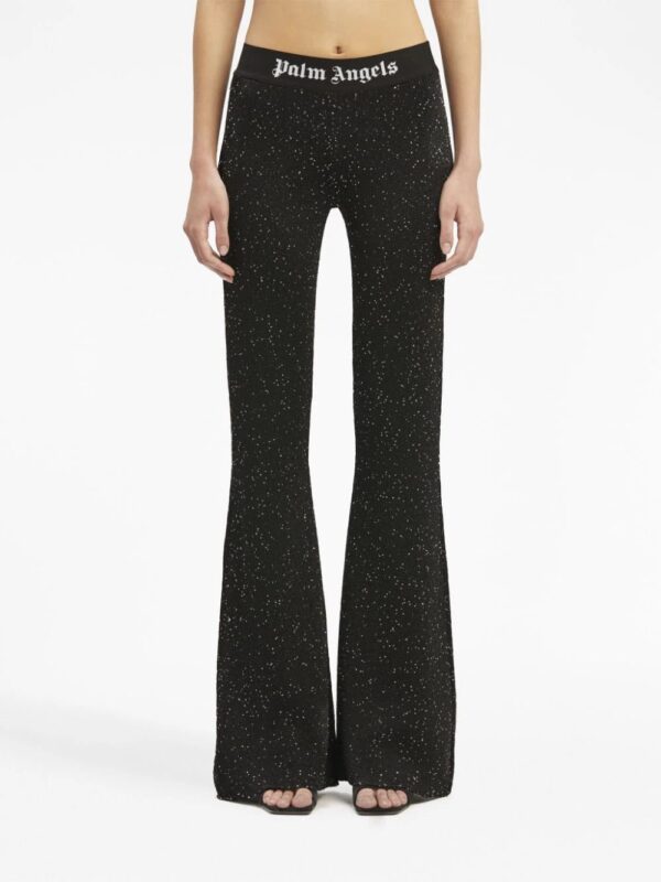Palm Angels  logo-print knitted flared trousers - Image 3