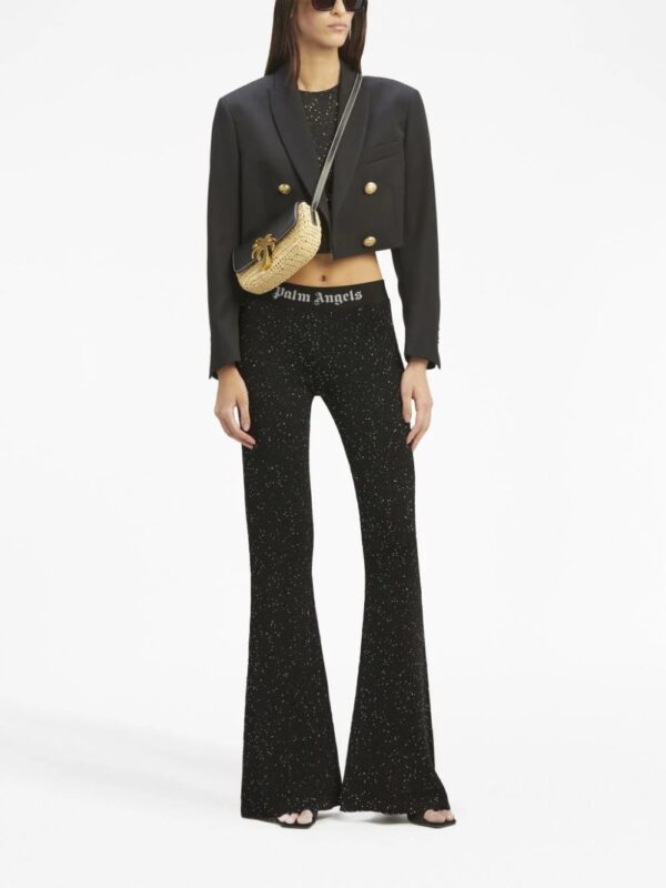 Palm Angels  logo-print knitted flared trousers - Image 2