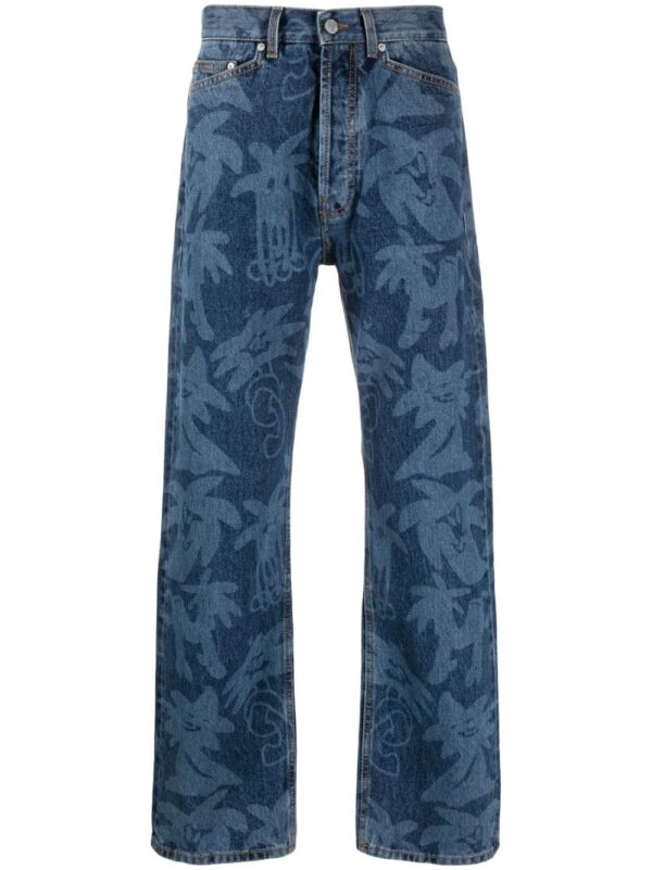 Palm Angels  Palmity palm tree-print jeans