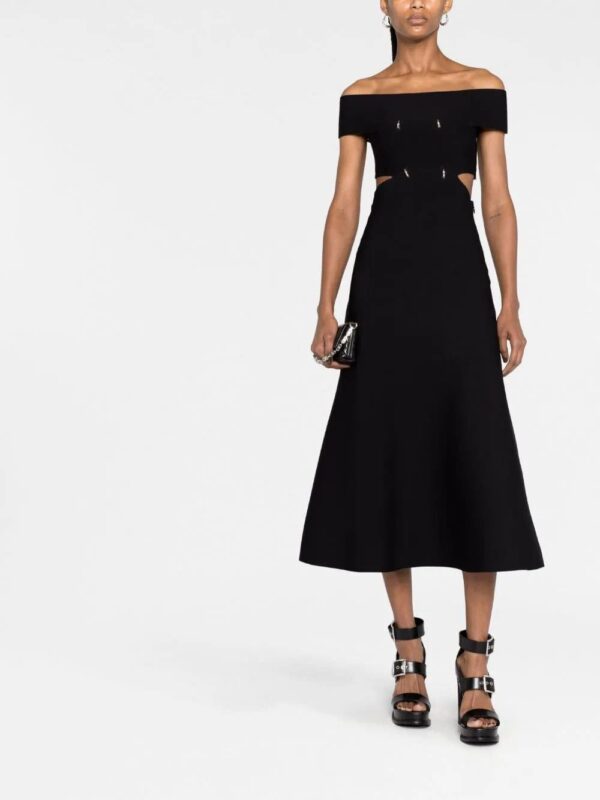 Alexander McQueen  off-shoulder flared midi dress - Image 2