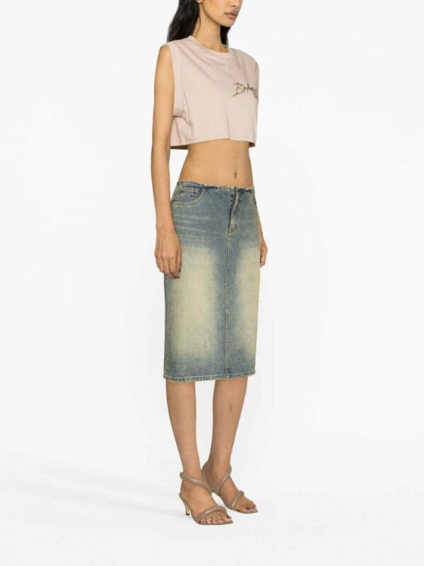 Balmain  logo-print cotton crop top - Image 3