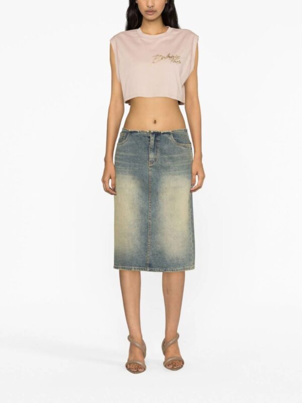 Balmain  logo-print cotton crop top - Image 2