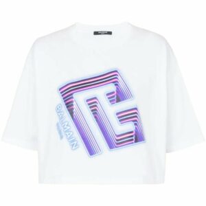 Balmain  logo-print cropped T-shirt