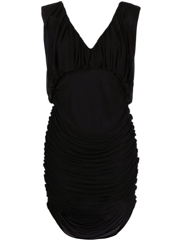 Saint Laurent ruched V-neck minidress