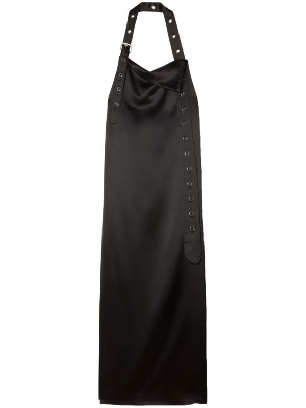 Off-White belt-detail satin maxi dress