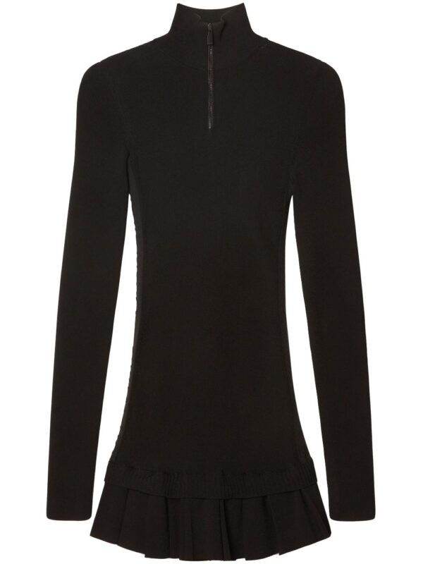 Off-White high-neck pleated knitted minidress