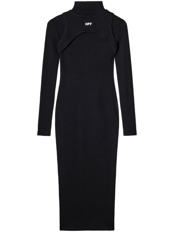 Off-White ribbed turtleneck midi dress
