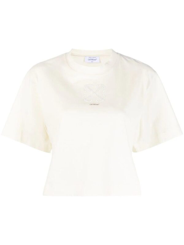 Off-White  Arrows-motif embellished cropped T-shirt
