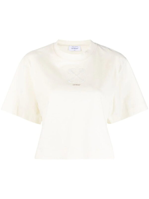 Off-White  Arrows-motif embellished cropped T-shirt