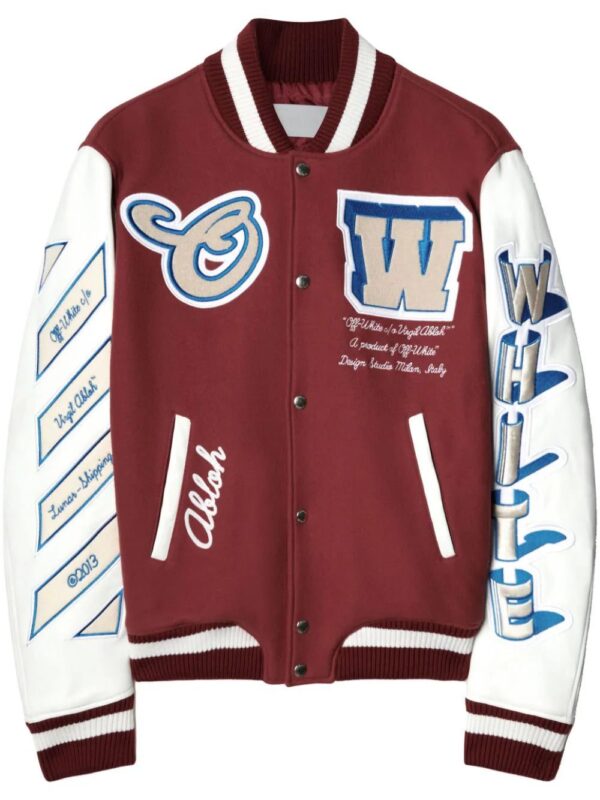 Off-White  Lea appliqué varsity jacket