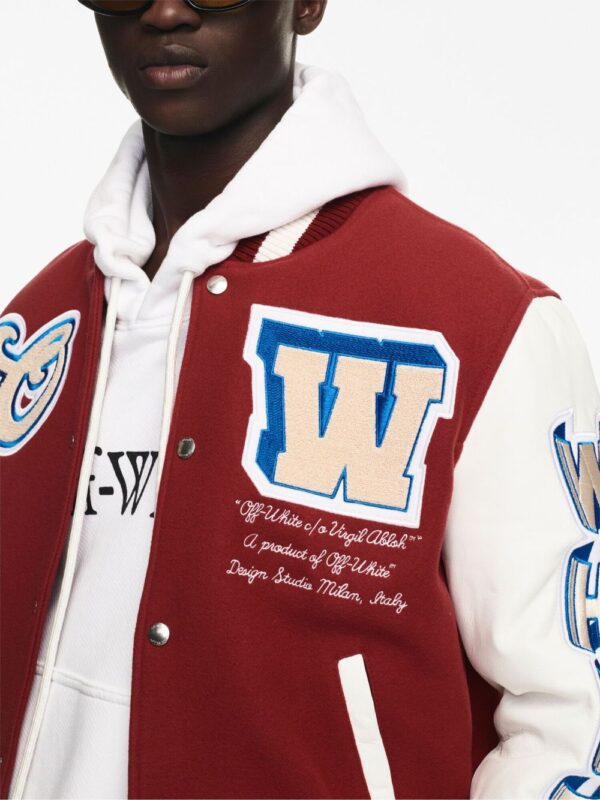 Off-White  Lea appliqué varsity jacket - Image 4