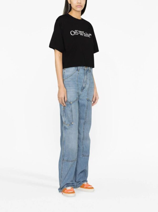 Off-White  logo-print cropped cotton T-shirt - Image 4