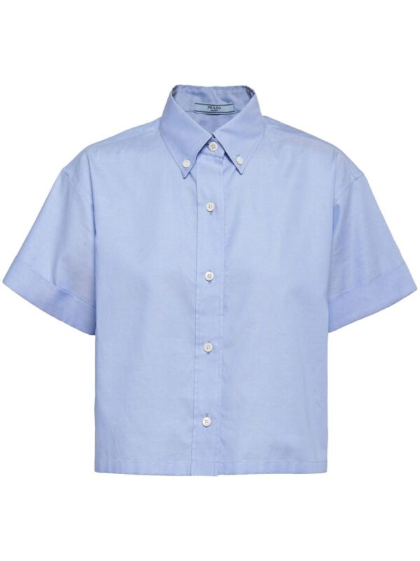 Prada  logo-embroidered oxford shirt
