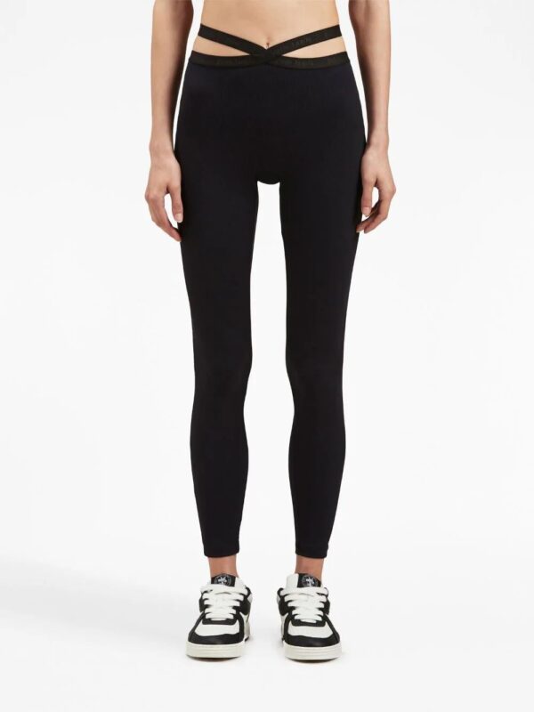 Palm Angels  crossed-waistband ribbed leggings - Image 3