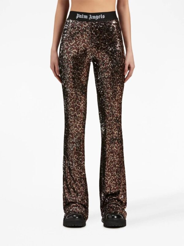 Palm Angels  logo-tape sequin flared trousers - Image 3