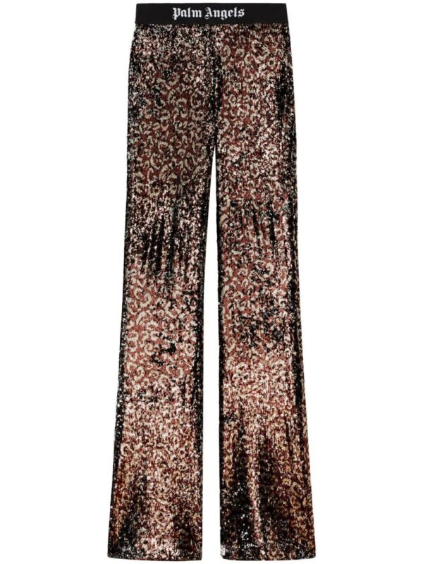 Palm Angels  logo-tape sequin flared trousers