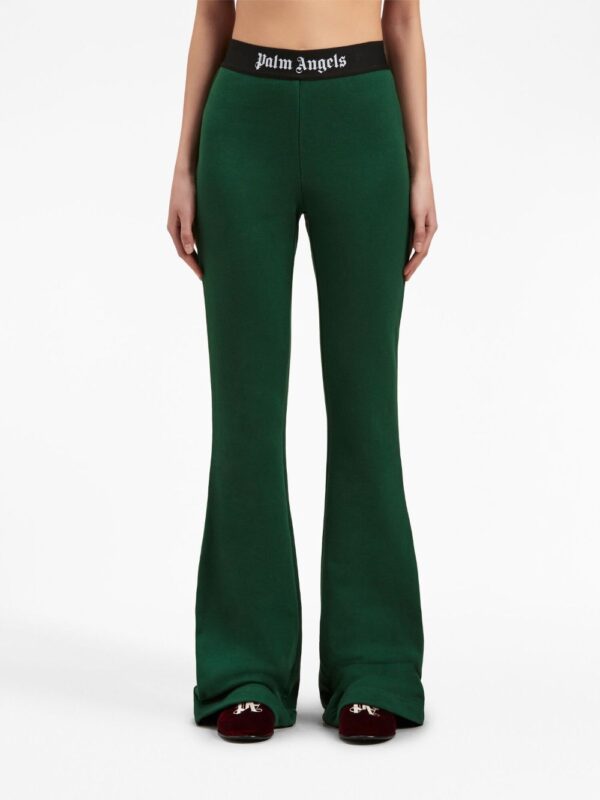 Palm Angels  logo-tape cotton flared trousers - Image 3