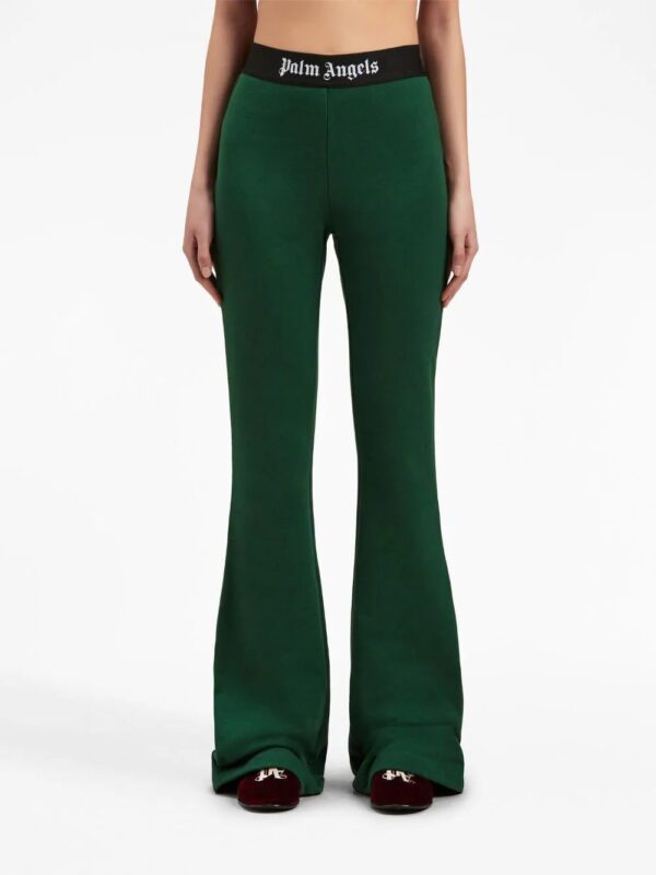Palm Angels  logo-tape cotton flared trousers - Image 3