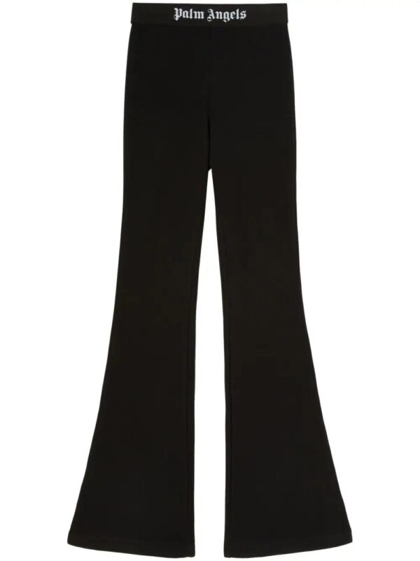 Palm Angels  logo-tape cotton flared leggings