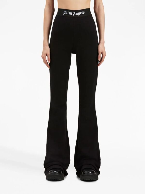 Palm Angels  logo-tape cotton flared leggings - Image 3