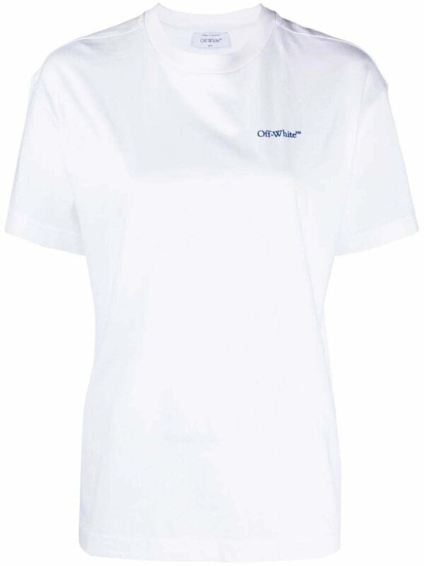 Off-White  Diag-stripe embroidered cotton T-shirt