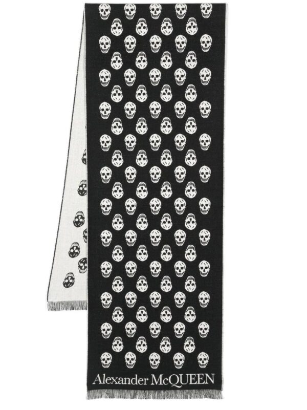 Alexander McQueen  skull-print fringed-edge scarf