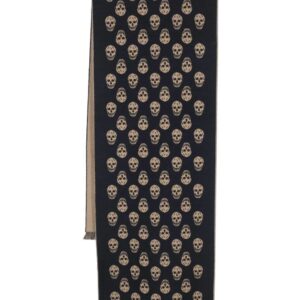 Alexander McQueen  skull-jacquard fringed wool scarf