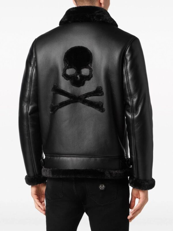 Philipp Plein  logo-patch faux-leather bomber jacket - Image 4