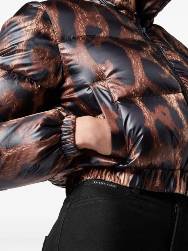 Philipp Plein  leopard-print quilted down jacket - Image 4