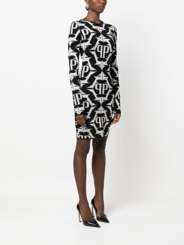 Philipp Plein Hexagon monogram-jacquard lurex minidress - Image 3