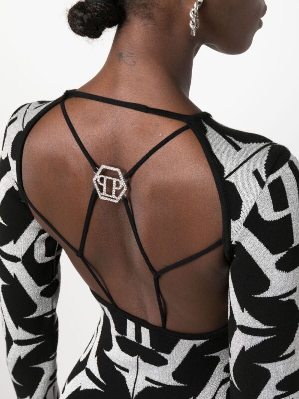 Philipp Plein Hexagon monogram-jacquard lurex minidress - Image 2