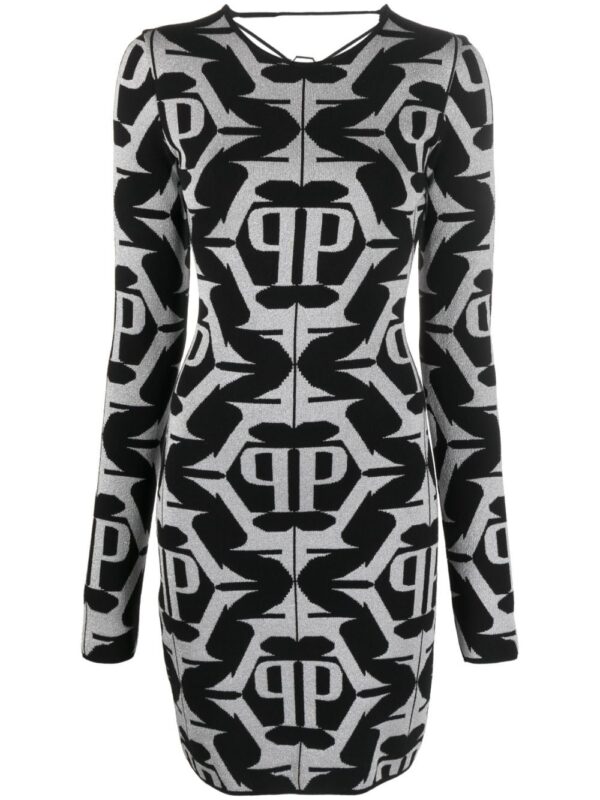 Philipp Plein Hexagon monogram-jacquard lurex minidress