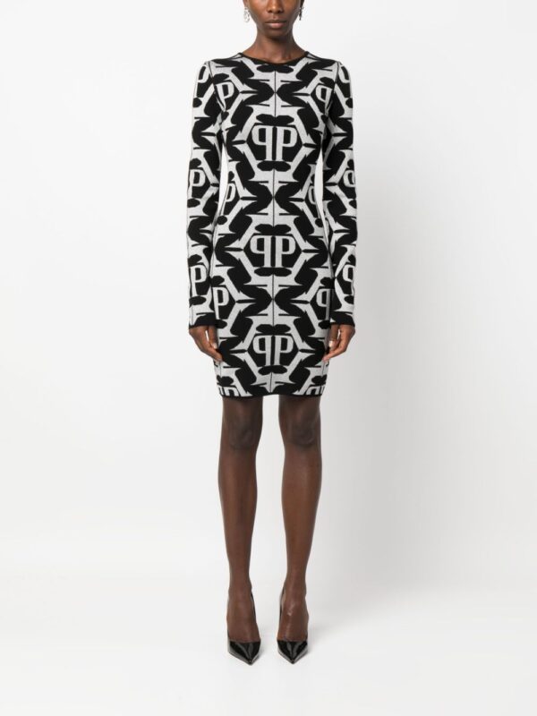 Philipp Plein Hexagon monogram-jacquard lurex minidress - Image 4