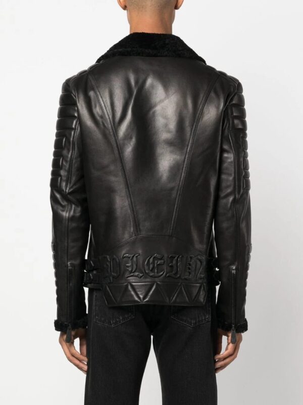 Philipp Plein  logo-debossed leather jacket - Image 4
