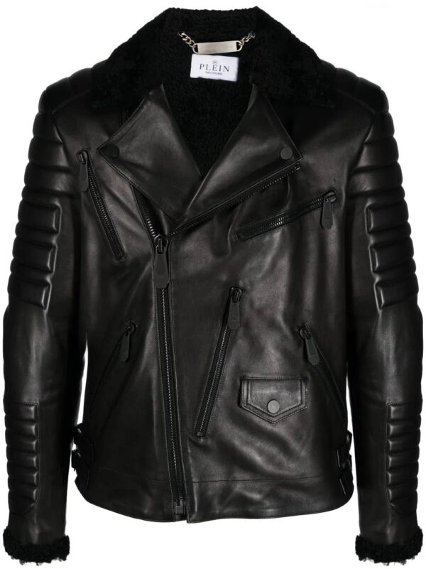 Philipp Plein  logo-debossed leather jacket