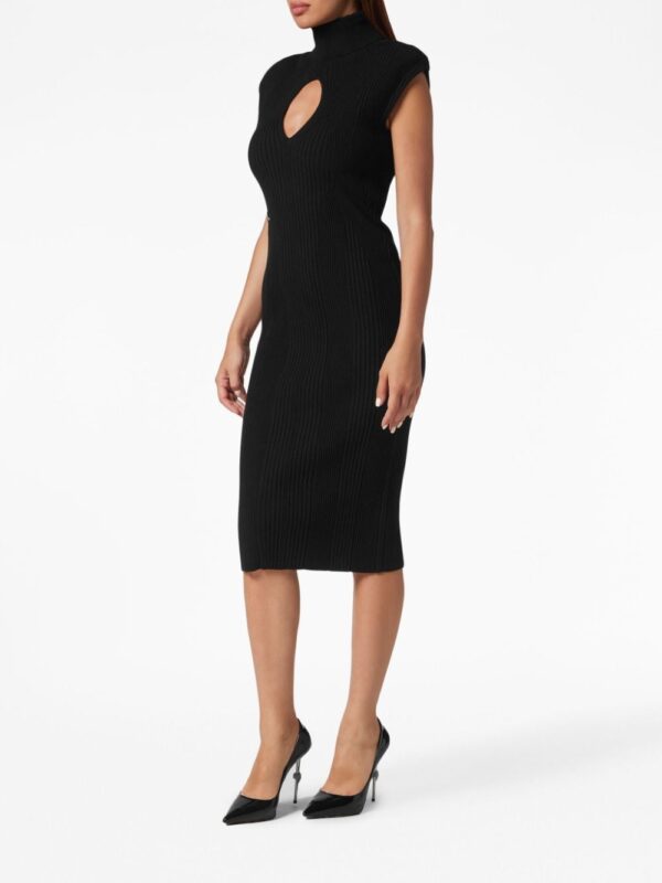 Philipp Plein shoulder-pads ribbed midi dress - Image 3
