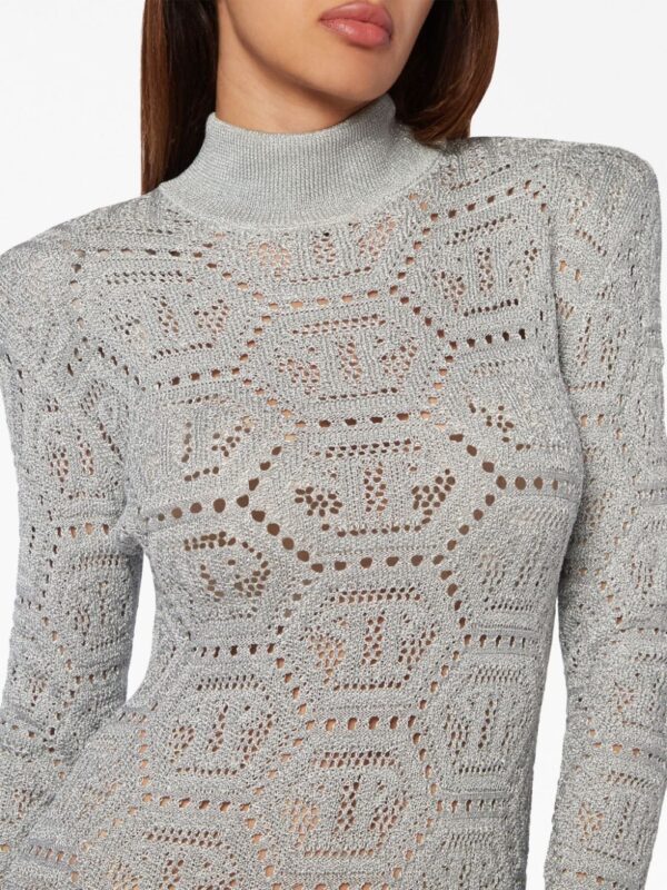 Philipp Plein monogram-pattern crochet-knit minidress - Image 5