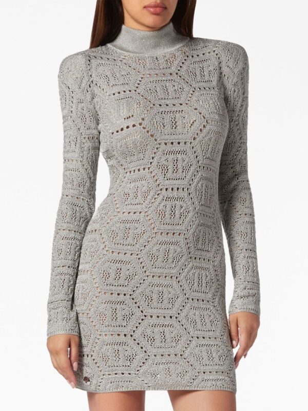 Philipp Plein monogram-pattern crochet-knit minidress - Image 2