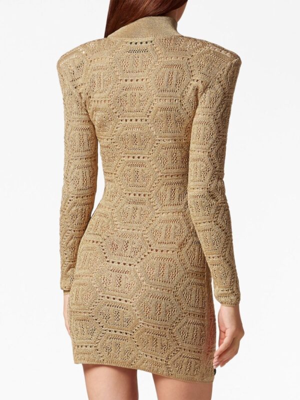 Philipp Plein monogram-pattern crochet-knit minidress - Image 2